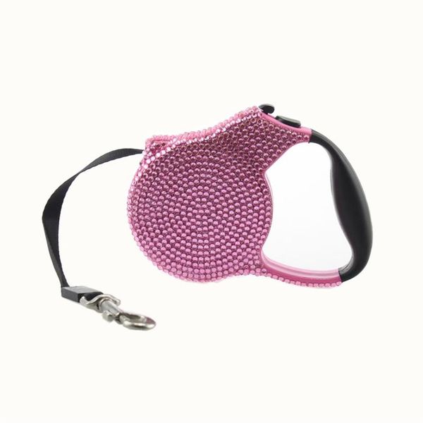 Guinzaglio per cani con strass blu rosa, retrattile di piccola razza, retrattile, allungabile, per addestramento, 3 m, pietra blu, cucciolo, moda, cane Wal3309