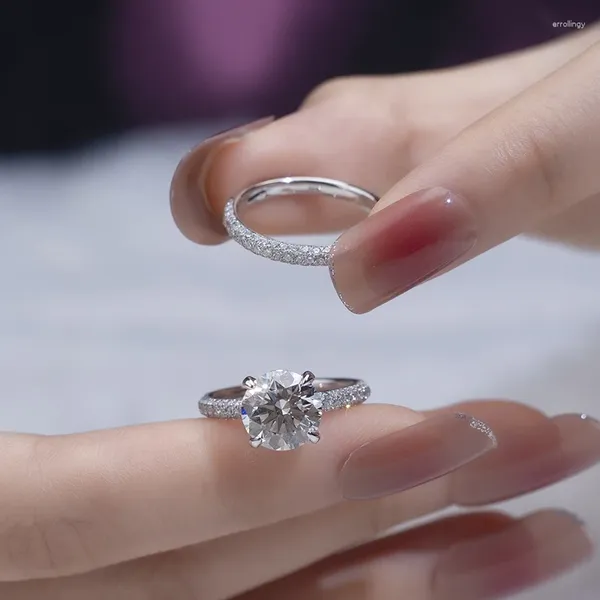 Anéis de cluster personalizados mulheres noivado conjunto de jóias de casamento 10k ouro amarelo 2.58ct laboratório anel de diamante