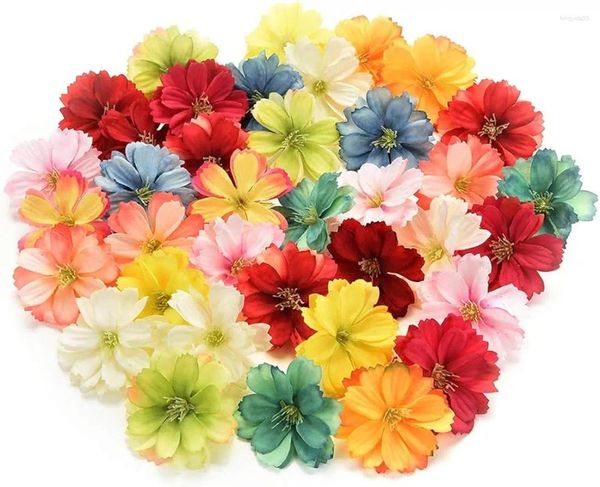 Flores decorativas cabeças de flores falsas em massa atacado para artesanato cabeça de seda artificial peônia margarida decoração diy casa festa de casamento