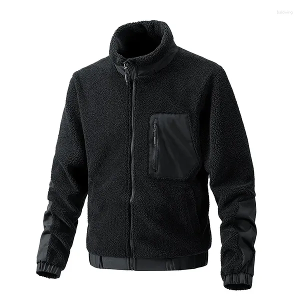 Jackets masculinos de inverno homens lã de lã de jaqueta fofa masculina espessura de casacos quentes masculino outono sólido casual leve ao ar livre m-3xl