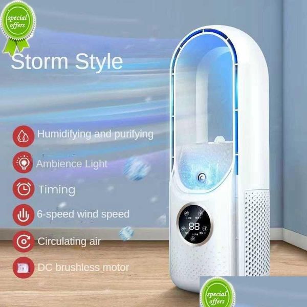 Altro Giardino domestico Nuovo Ventilatore elettrico portatile senza foglie Dispositivo di raffreddamento dell'aria 6 Velocità Silenzioso Condizionatore Condizionatore Umidificatore di raffreddamento Desktop Conditio Dhdmz