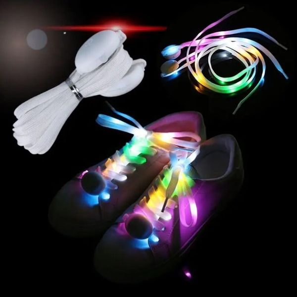 LED Luminous Shoelaces Sport Shoe Dantons Noel Partisi Dekorasyonu Glow Ayakkabı Dizeleri Yuvarlak Flash Işık Ayakları