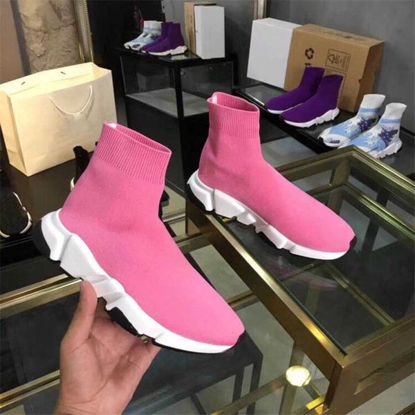 balencigas balenciagas stricken 7A Sole Designer auf Luxussocke Pink Stretch Speed Slip Black Sneake und White Clear Sports Trainer Schuhe Sneakers mit Box QSAG