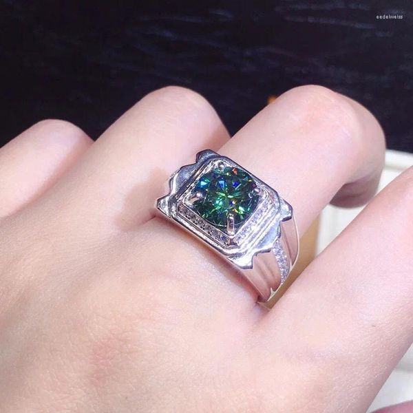 Anéis de cluster vintage solitaire 2ct laboratório verde diamante anel 925 prata esterlina noivado casamento banda para homens festa jóias