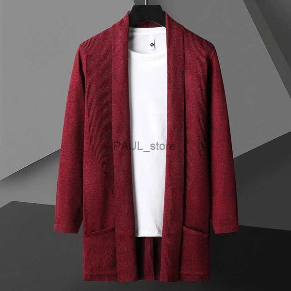 Maglioni da uomo 2023 Autunno stile coreano moda maglione da uomo addensare e velluto uomo cardigan lavorato a maglia maglione cappotto giacca a righe maschio S-5XLL231122