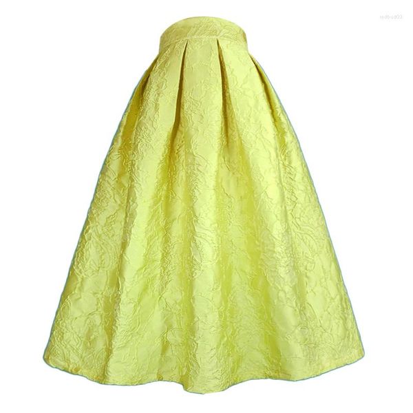 Gonne 2023 Primavera Estate Stile coreano Estetica vintage Moda elegante Giallo fluorescente Colore caramella Gonfio Gonna da sole Abbigliamento di base