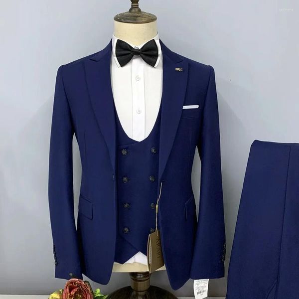 Herrenanzüge 2023 Mode Casual Herren Boutique Zweireihige Weste Anzughose Business 3-teiliges Set Kleid Blazer Jacke Mantel Hose