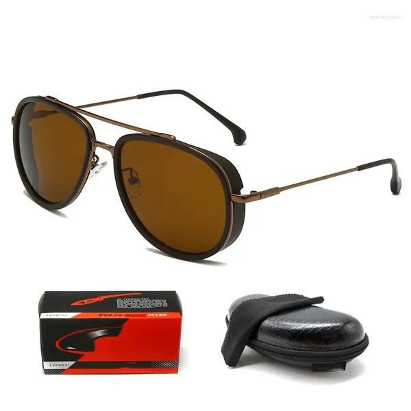 Occhiali da sole vintage punk auto con custodia per occhiali scatola di panno per pulizia retrò classico guida uomo donna occhiali Gafas De Sol Hombre