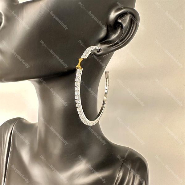 Шикарные триумфальные серьги-кольца женские золотые серьги с бриллиантами и серебряными шпильками с кристаллами циркона, золотые серьги