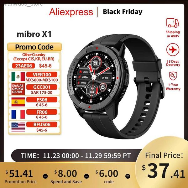 Armbanduhren Mibro Watch X1 Global Version 350 mAh Akku 1,3 Zoll AMOLED-Bildschirm SpO2-Messung Bluetooth Sport Smartwatch für iOS AndroidQ231123