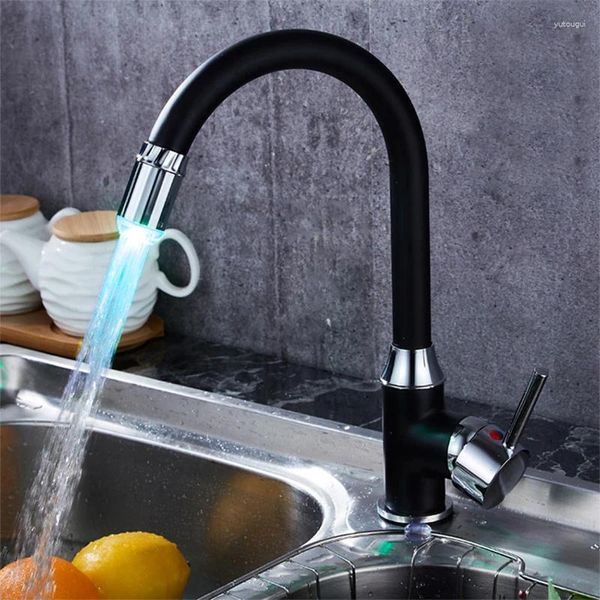 Colori rubinetti da cucina NESSUNA batteria LED Rubinetto dell'acqua Teste del rubinetto Sensore di temperatura a incandescenza Ugello del bagno di casa