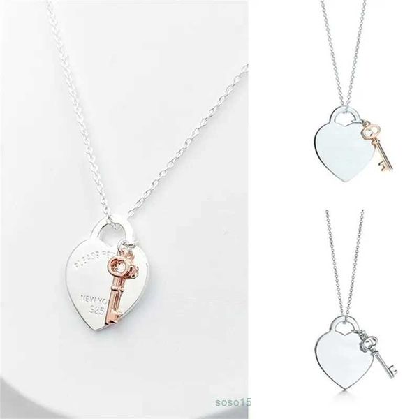 tiffanyanyRqid Collana con cuore e chiave per donna 1.925 gioielli in argento sterling di lusso Regali Co Drop 220412