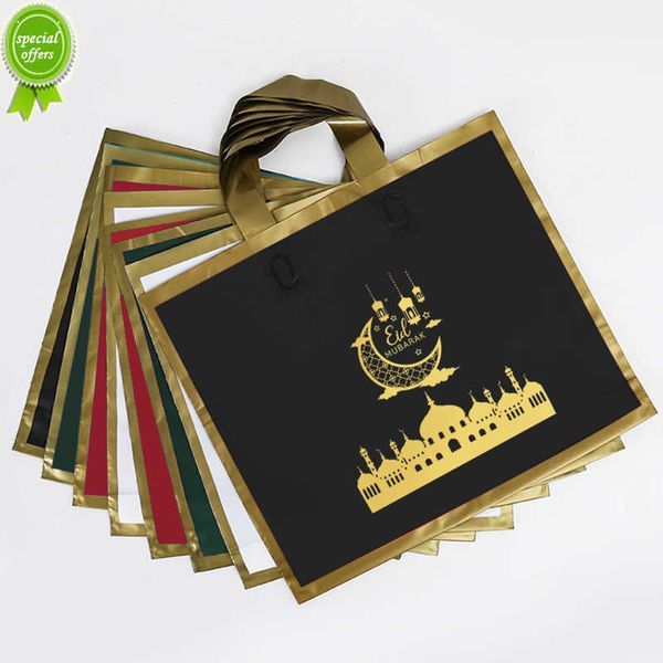Neue Eid Mubarak Geschenktüten Pakettasche Ramadan Kareem Dekoration Islamische Muslimische Eid Al-Fitr Plastiktüten mit Griff für Unternehmen
