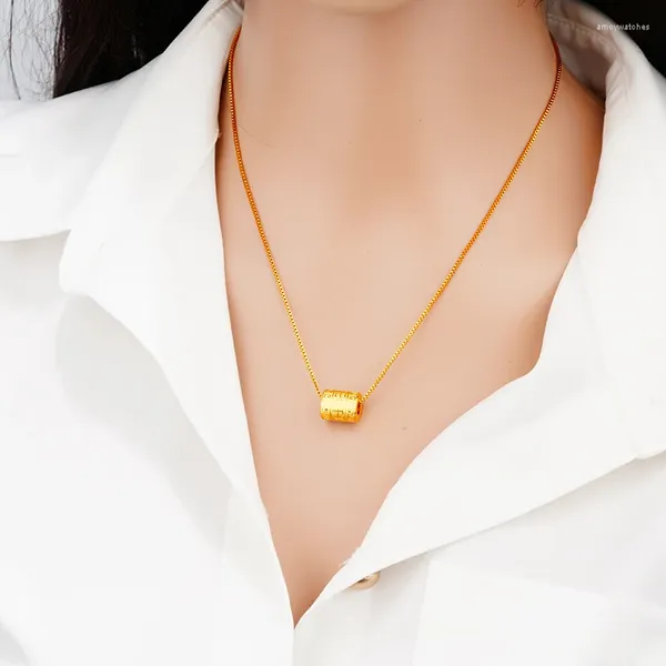 Ожерелья с подвесками из твердого золота, женское ожерелье с простой имитацией темперамента, длинные не выцветающие ювелирные изделия с ключицей