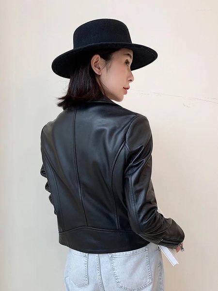 Женская кожаная куртка 2023, кожаная куртка из натуральной дубленки, женская уличная куртка-бомбер из натуральной кожи, осенняя женская куртка Chaqueta