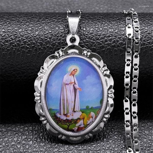 Anhänger Halsketten Vintage Jungfrau Maria Religiöse Amulett Halskette Frauen Männer Edelstahl Guadalupe Katholische Ornament Schmuck