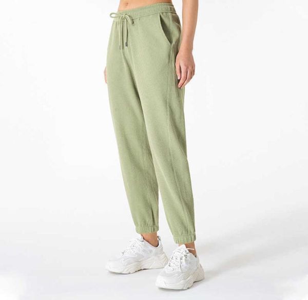 Waffle sweatpants women039s solto yoga outfits pernas finas calças casuais yoga leggings roupas de ginásio respirável cordão elástico3757704