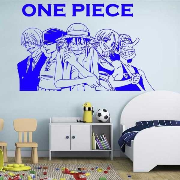 Adesivos de parede japoneses One Piece Anime Manga Movies Kids Room Game Decals Decalques de Crianças Presentes 16