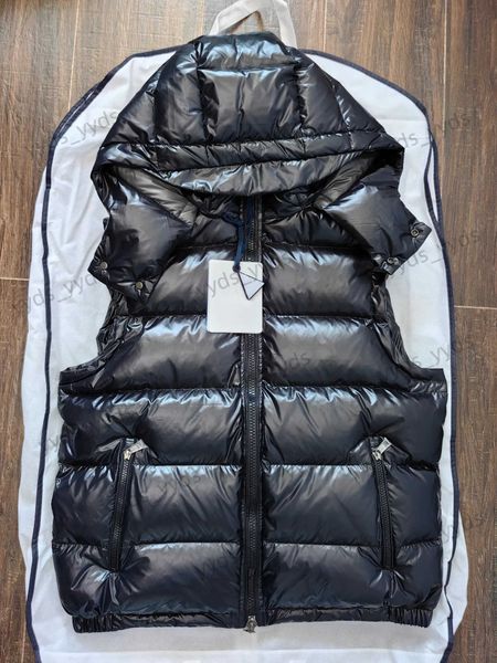 Coletes masculinos 2023 inverno unisex jaqueta com capuz sem mangas colete removível chapéu 90% pato branco para baixo calor versátil bordado t231123