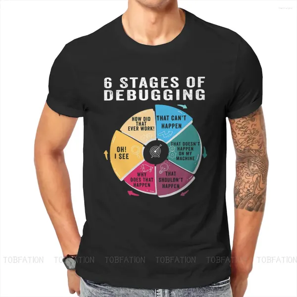 Herren-T-Shirts, 6 Stufen des Debuggens, T-Shirt für männliche Software-Entwickler, IT-Programmierer, Geek, Camisetas-Stil, Hemd für Herren, lockerer Druck