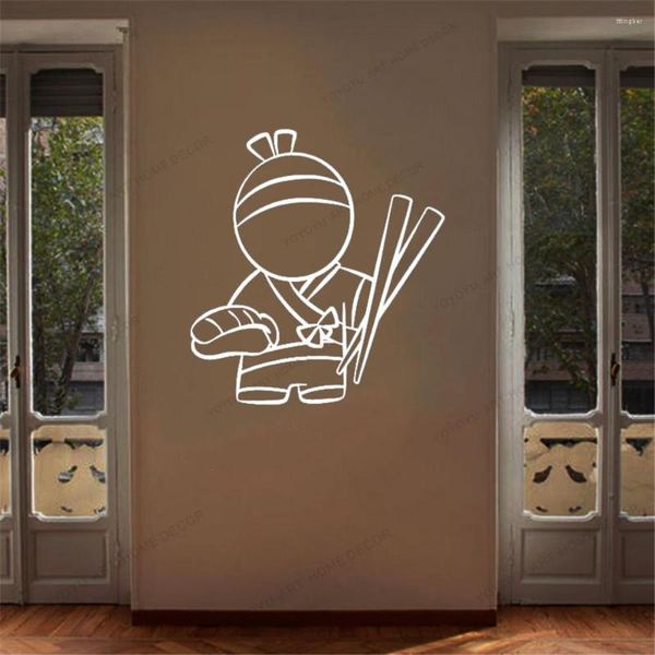 Adesivi murali Sushi Bar Decorazione in vetro Ristorante Cibo giapponese Adesivo Decal Art Murales Carta da parati Poster CX849