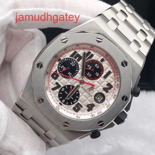 Ap Swiss Relógio de luxo Royal Oak Offshore Precision Steel 26170st Automático Mecânico Red Needle Timing Anti Magnético Placa Branca Banda de Aço Relógio Masculino SADA