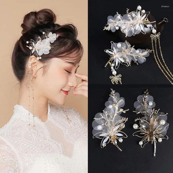 Haarschmuck Quaste Haarnadel Klassische Kopfbedeckung Chinesische Hanfu Traditionelle Sticks Pin mit Perlen baumeln Retro für Frauen Mädchen