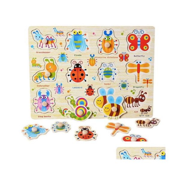 Quebra-cabeças brinquedos criança de madeira 3d puzzle placas desenhos animados brinquedo animais jigsaw jogo para criança aprendizagem precoce classiques educacionais gota deli dhsm2