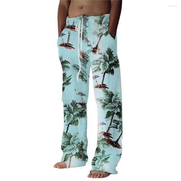 Calça masculina calça masculina Summer Beach Animal Coconut Tree Confortável Casual Diário Designer Havaiano