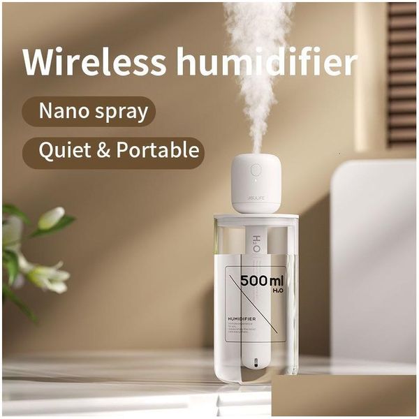 Diffuseurs d'huiles essentielles Diffuseurs d'huiles essentielles Jisife Mini humidificateur portable sans fil Petit humidificateur à brume fraîche USB de bureau pour Dhux1