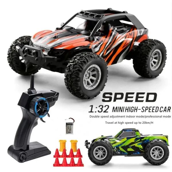 Carro elétrico / RC 1 32 2.4G Mini carro RC Luzes LED de alta velocidade 20 km / h Veículo de corrida off road Rádio Controle Remoto Caminhão acrobático escalada brinquedos infantis 231122