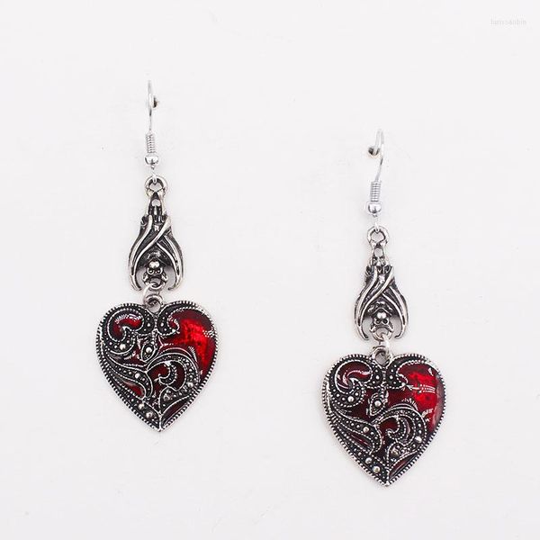 Orecchini a cerchio 2023 Fashion Gothic Mysterious Jewelry Blood Rose Ciondolo angelo a forma di cuore da donna retrò