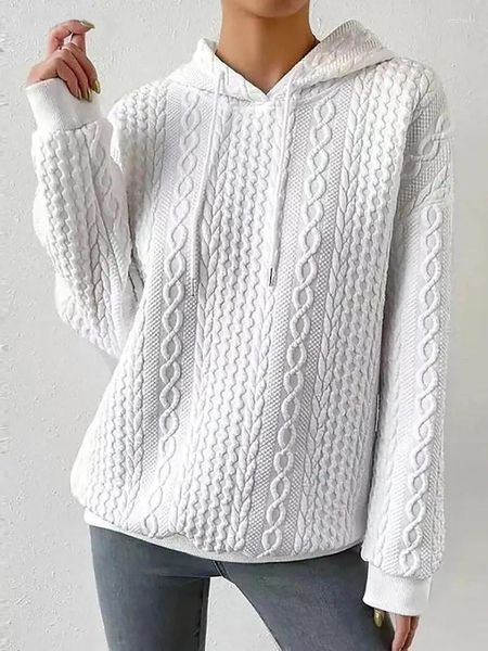 Felpe con cappuccio da donna 2023 Autunno Inverno Casual manica lunga felpe con cappuccio Moda femminile elegante tinta unita pullover allentati Top