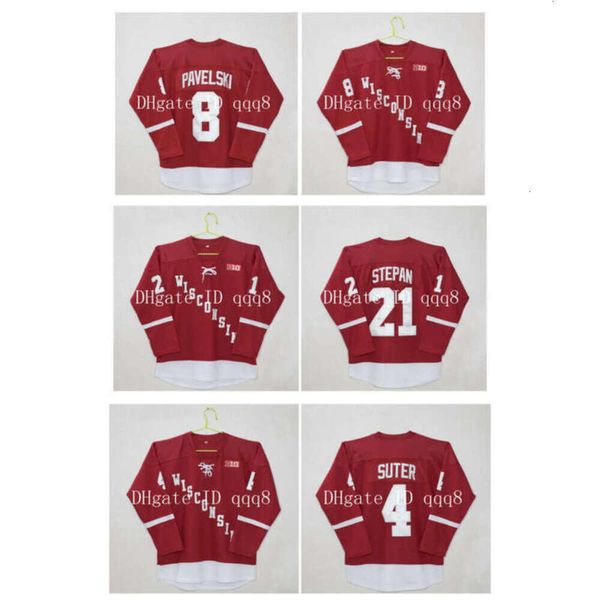 Wisconsin # 4 GH Madison Ryan Suter # 8 Joe Pavelski # 21 Derek Stepan Vermelho 100% Ing Camisas de Hóquei Personalizadas raras