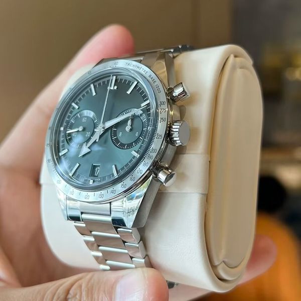 Relógio masculino de luxo com verde de alta qualidade 40,5mm Dial Rodium Hour Hour Scale e Ponteiro de seta ampla feita de aço de precisão com movimento mecânico automático