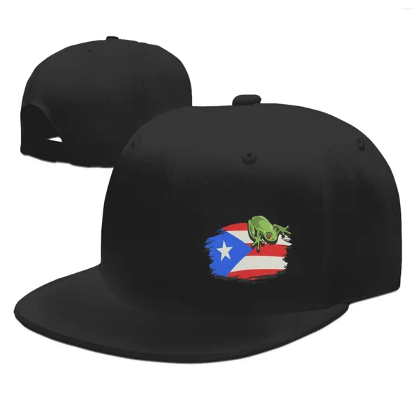 Шариковые шапки Пуэрто -Рико черно белый флаг протеста взрослые шляпы хип -хоп регулируем