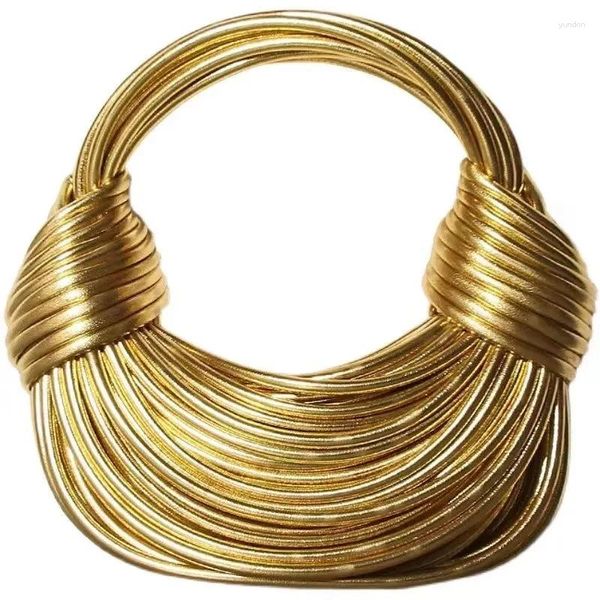 Sacos de noite bolsas para mulheres 2023 ouro designer de luxo marca artesanal macarrão corda atada puxado hobo prata embreagem chique