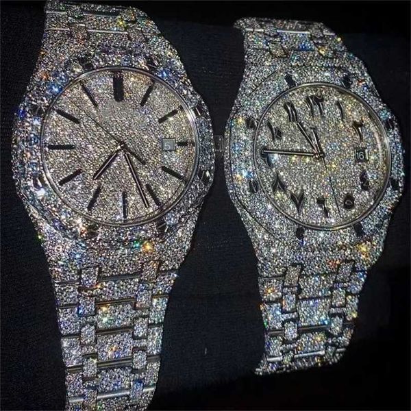 Ap relógio de luxo masculino digner movimento alta qualidade moissanite congelado diamante montre automático mecânico 111 tem logotipo