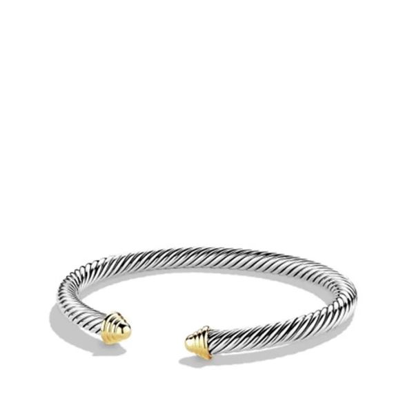 Дизайнеры Новый DY 925 Серебряный извернутый браслет -манжета очаровательный мужской браслет крюк 5 -миллиметровый металлический провод женский ювелир