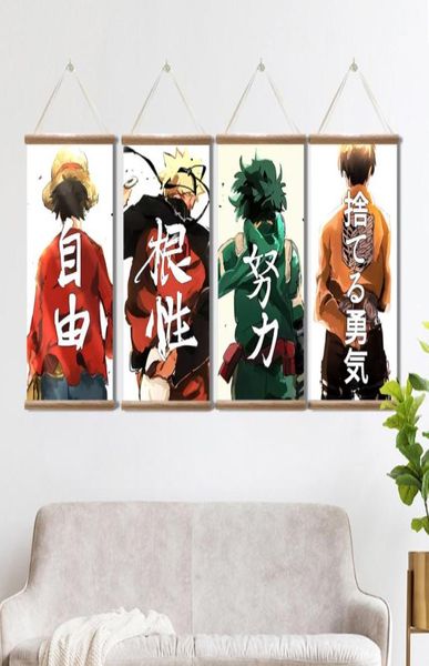 Whole Anime Attack on Titan My Hero Academia Luffy Leinwand-Poster, Scroll-Gemälde, Wandkunst, Bilder für Wohnzimmer-Dekoration mit 5933247