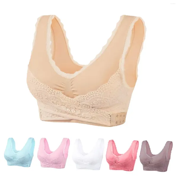 Abito da yoga Taglie forti Reggiseno Kendally Corsetto da donna Front Cross Fibbia laterale Reggiseni in pizzo Forma sottile Supporto Reggiseno Push up senza fili