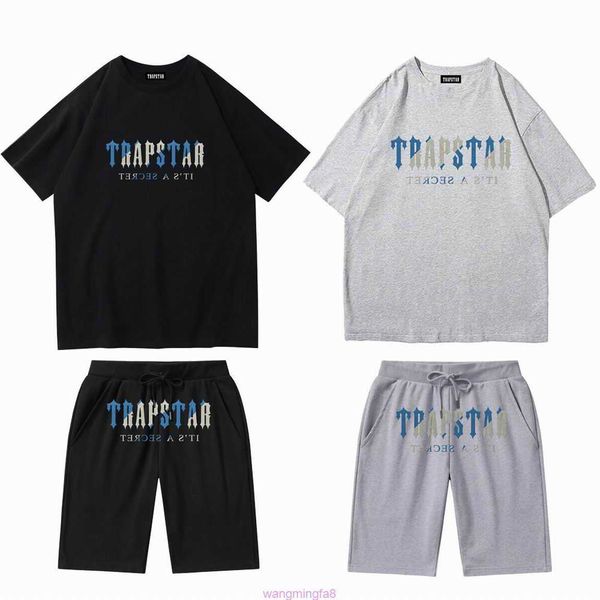 Ksz1 T-shirt da uomo Trap Stars t Shirt Ricamo Lusso Arcobaleno Colori T-shirt a maniche corte Pantaloni sportivi Completo Ciniglia Cotone nero London Streetwear S-2xl