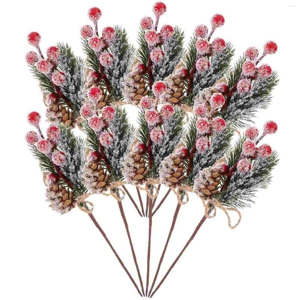 Flores decorativas agulhas de pinheiro artificial guirlanda frutas vermelhas escolher ramos para arranjo de flores de natal decorações de grinaldas