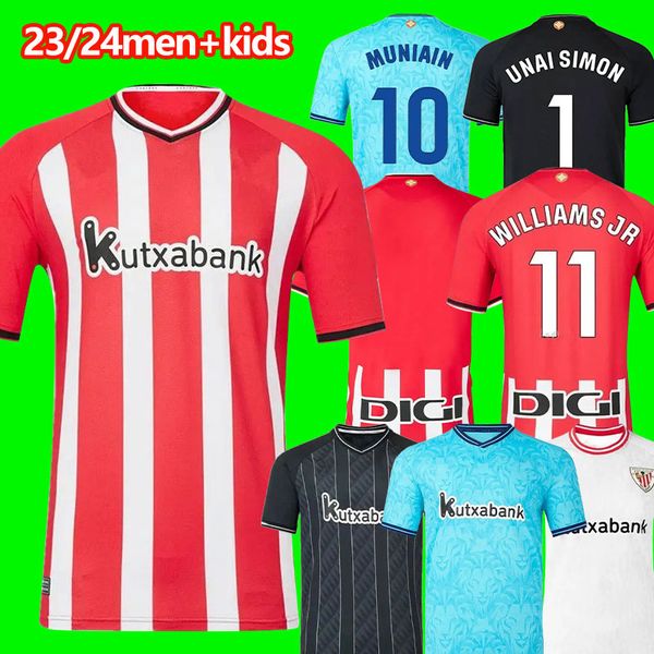 23 24 Club Soccer Jerseys BERENGUER 2023 2024 MUNIAIN Athletic Bilbao Home Away WILLIAMS Camisa de futebol RAUL GARCIA VILLALIBRE Jersey Sancet GK Football Kids kit