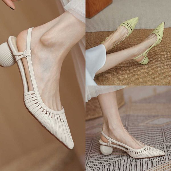 Sandalen Sommer Frauen Baotou Sandalen Mode Weiß Spitz Aushöhlen Schuhe Sexy Outdoor Low Heels Walking Alias De Mujer 230322