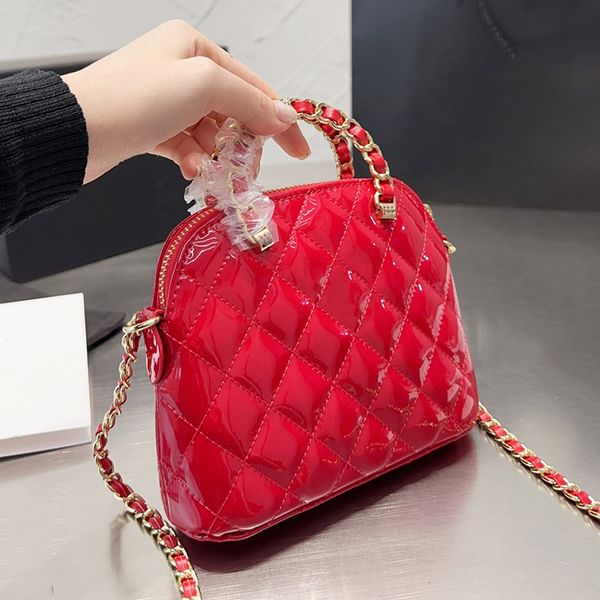 Sacchetti di design borse spalla borse a tracota sacche di guscio di superficie luminose classiche borse reticolo diamantato da donna con cerniera borsetta con cerniera