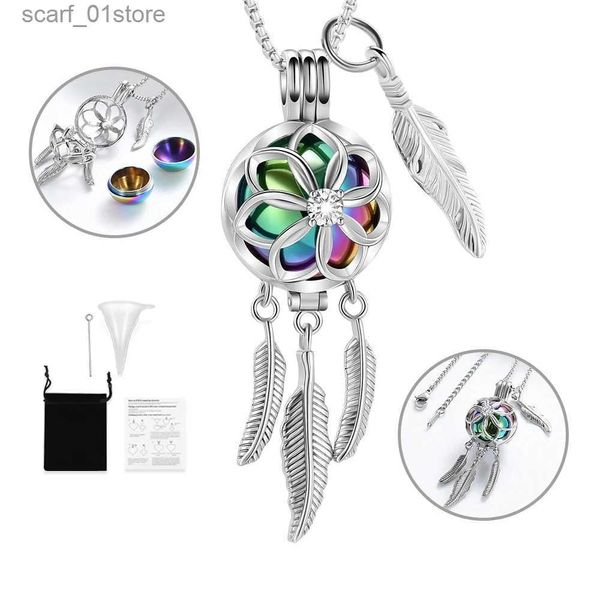 Colares Pingente Personalizado Pequena Urna Colar Dream Catcher Ela Cremação Cinzas Pingente Jóias de Aço Inoxidável para Mulheres Lembrança para AshesL231123