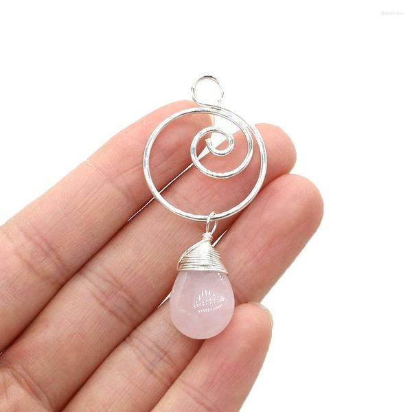 Подвесные ожерелья естественные полудрагоценные каменные розовые Quartz Chakra Makulum Charms для ювелирных изделий для изготовления аксессуаров для ювелирных изделий 25x50 мм 1 шт.