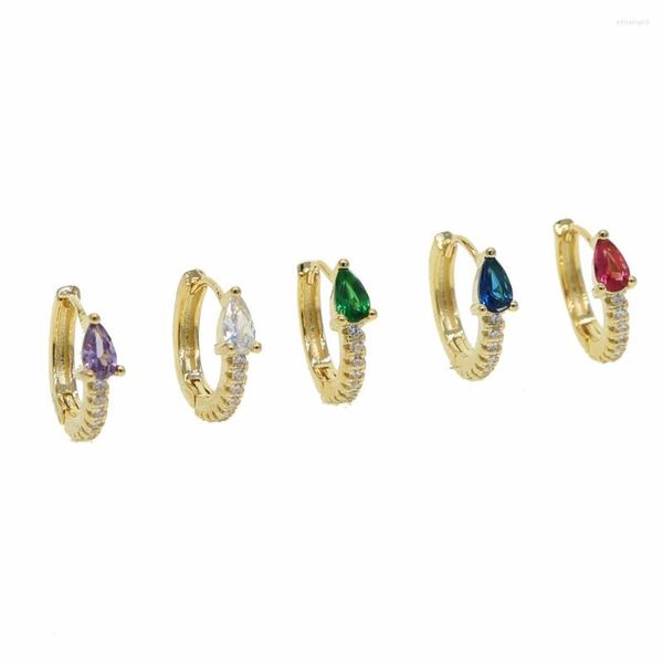 Brincos de argola Minimal Delicate Multi Piercing Small 5 Cores Caswdrop Birthstone CZ Mini Brincho