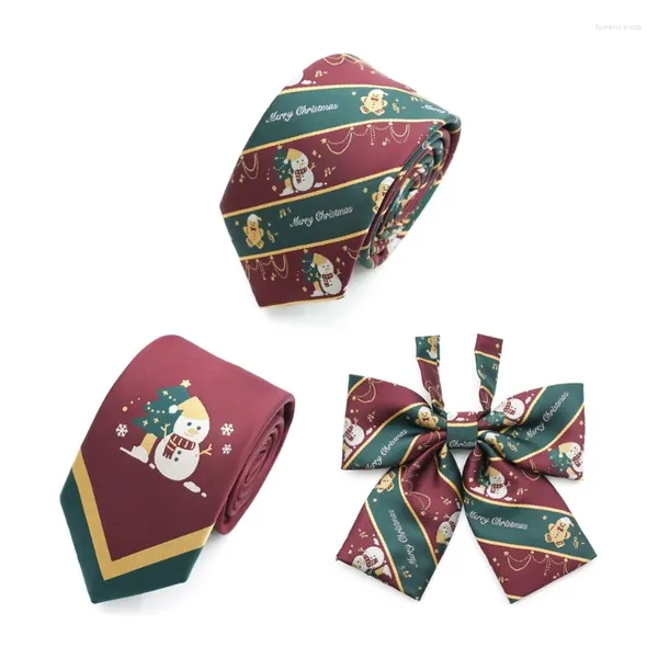 Gravatas borboletas Mulheres Natal Impressão Bowk Tie Gravata Nó Pescoço para Uniforme Pessoa Preguiçosa Estudante Meninos